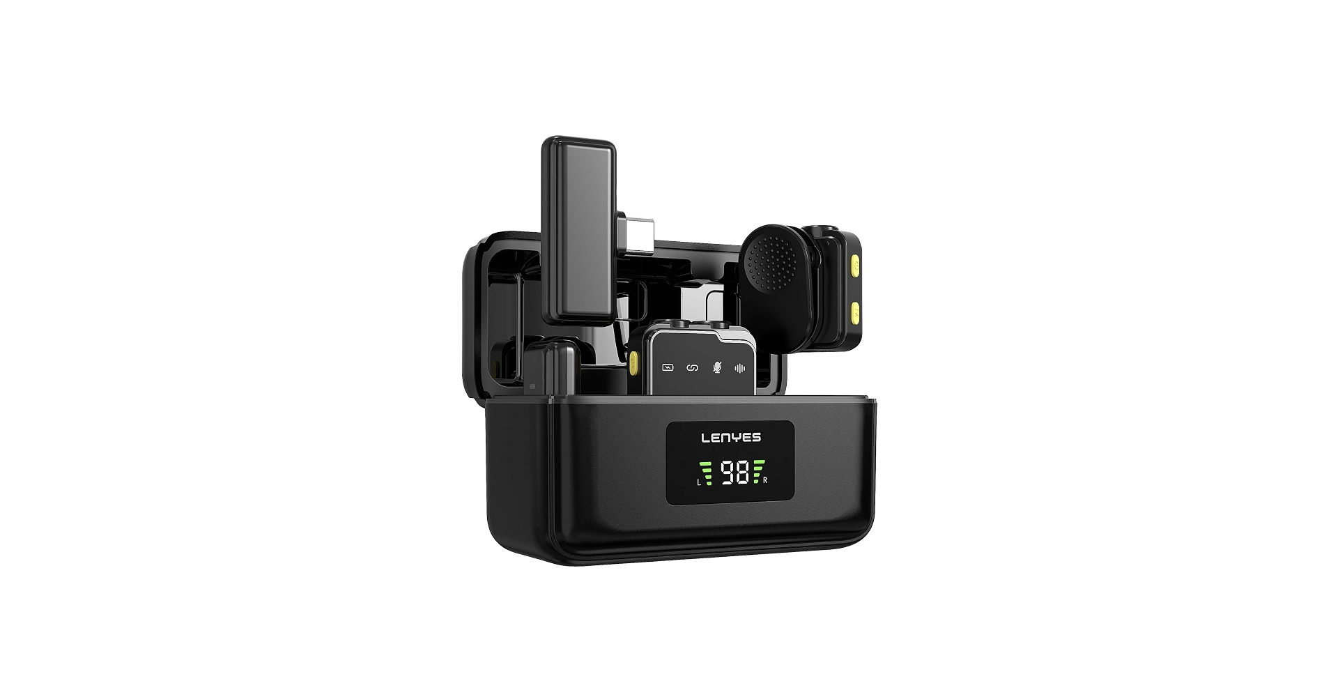 LENYES LM205 2-in-1 Wireless Microphone for iPhone & Android Smartphones